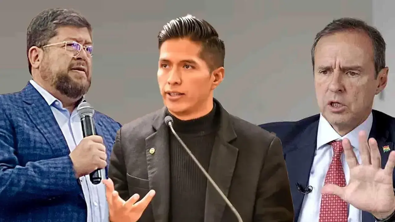 De derecha a izquierda: Jorge Tuto Quiroga, Andrónico Rodríguez y Samuel Doria Medina. Información de autor no disponible / URGENTE.BO