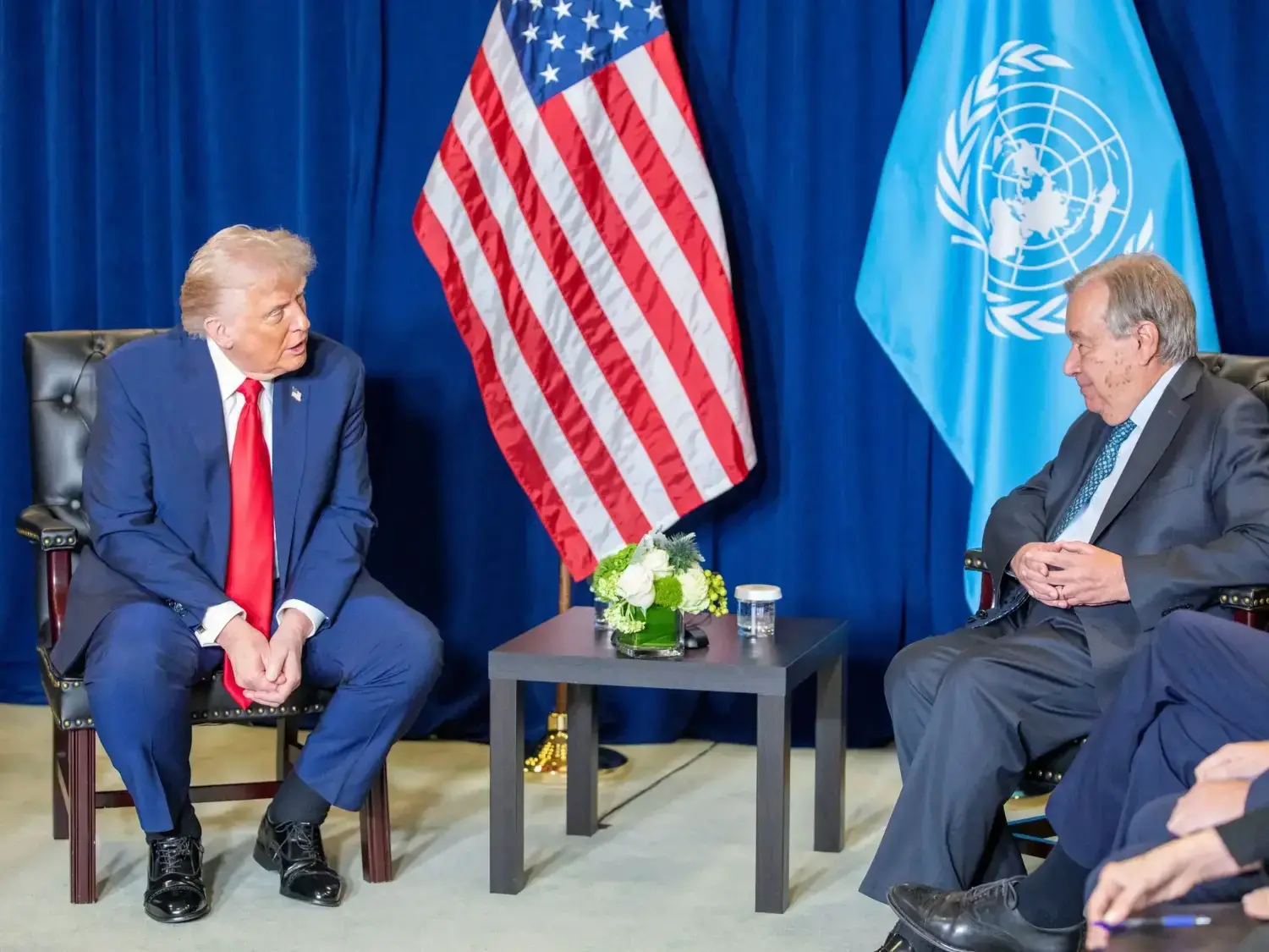 El secretario general de la ONU, António Guterres, junto a Trump, en Nueva York. / Xinhua / Clarín