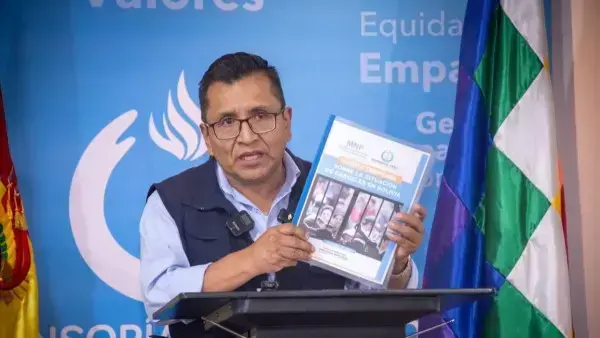 Defensor del Pueblo, Pedro Callisaya, durante la presentación del informe / Defensoría del Pueblo / ANF