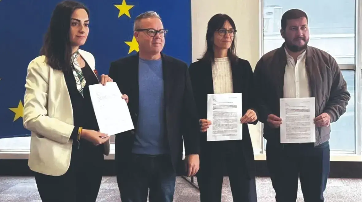 Stello Cochamanidis y Luisa Nayar con observadores de la Unión Europea