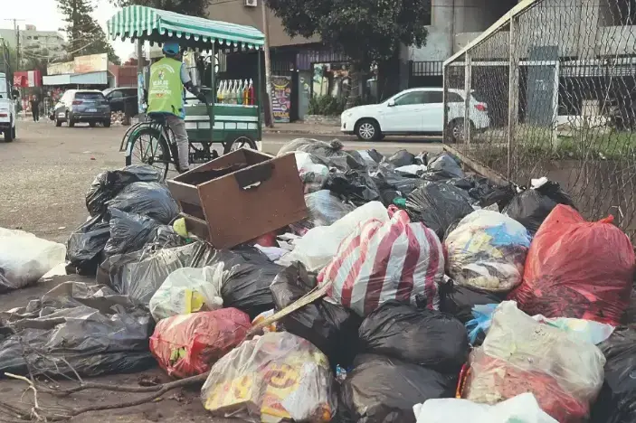 Basura acumulada en una avenida de Santa Cruz