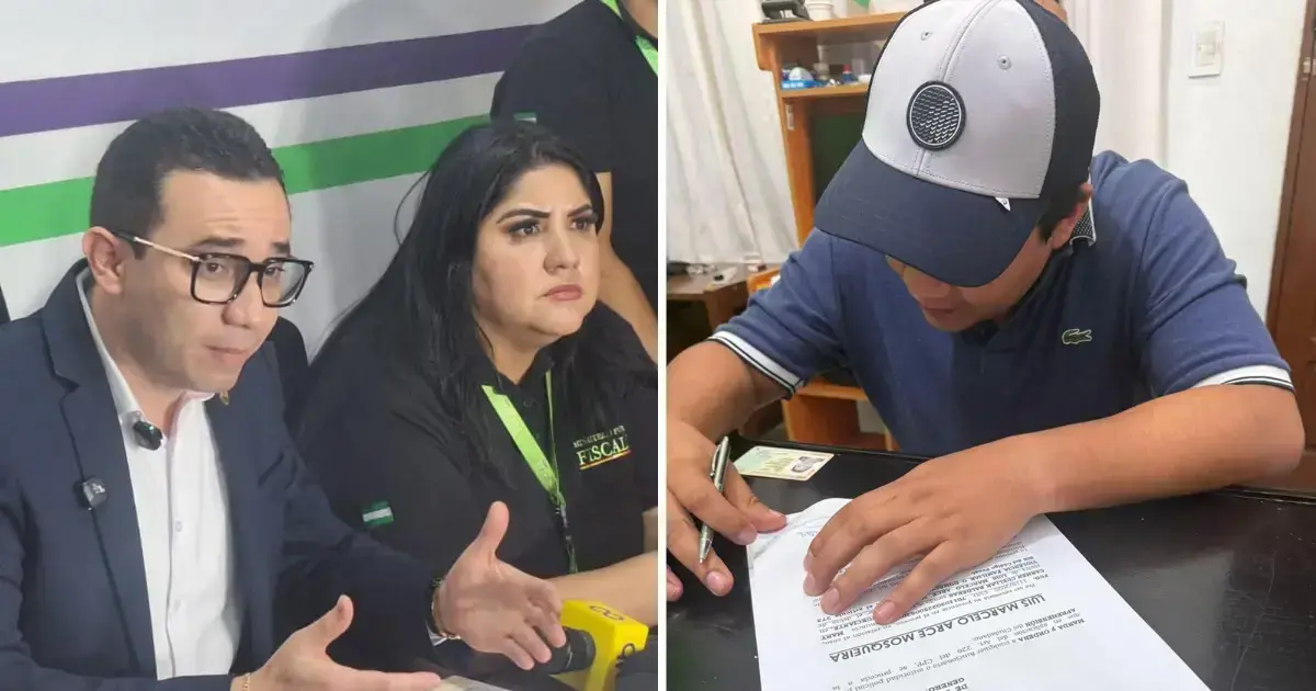 A la izquierda el fiscal departamental, Alberto Zeballos y la fiscal Jessica Echeverría. A la derecha Marcelo Arce.