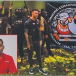 Captura de video de Sebastián Marset, junto a un grupo del PCC, en recuadro, Yasser 'Coco' Vásquez.