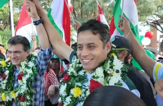 Edmand Lara y Rodrigo Paz durante su campaña rumbo a las elecciones.
