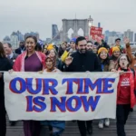 Zohran Mamdani, candidato a la alcaldía de Nueva York, saluda a personas en Brooklyn