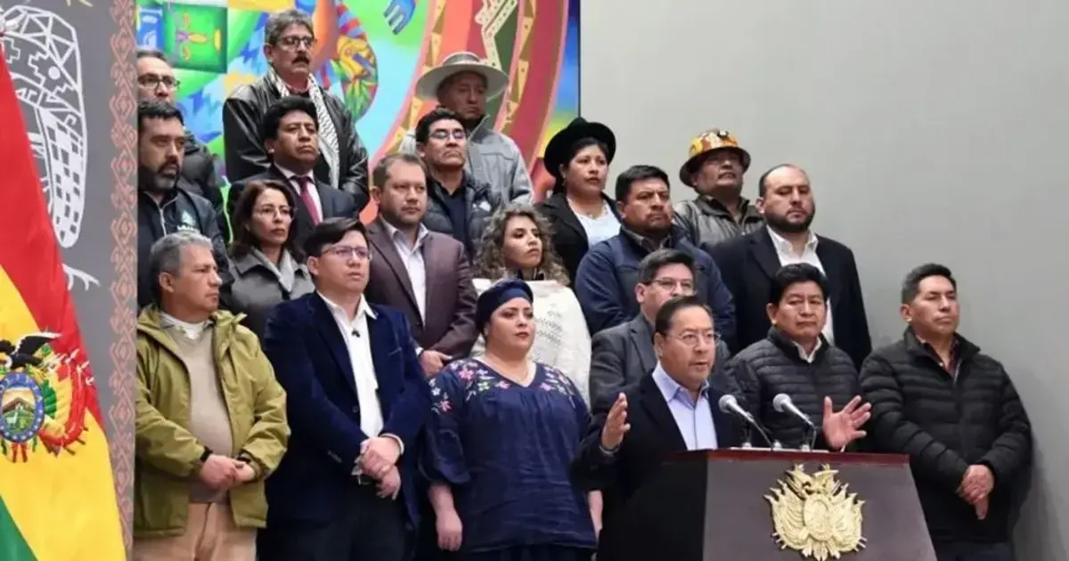 Luis Arce y sus ministros. Foto de archivo