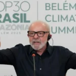 El presidente de Brasil, Luiz Inácio Lula da Silva, este martes ante la prensa.