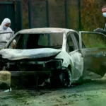 El auto del atacante tras el incidente.