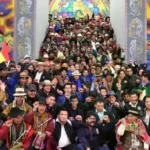 Organizaciones sociales afines al MAS en la Casa Grande del Pueblo.