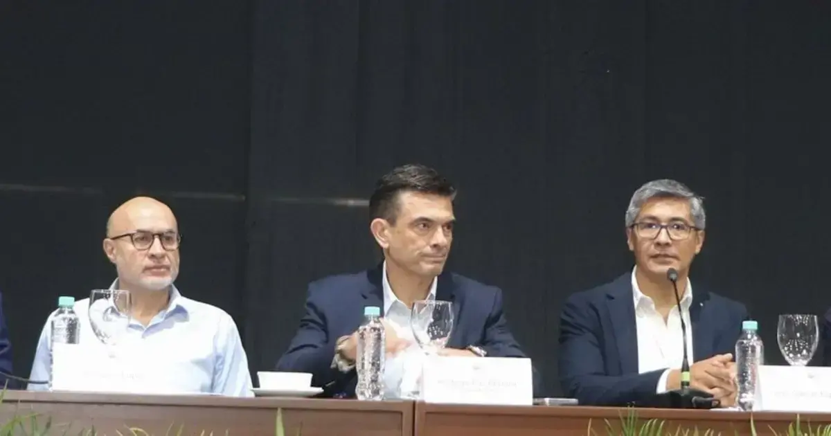 El presidente Paz con Lupo y Espinoza en un anterior encuentro con empresarios