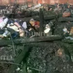 Lo que quedó de la vivienda de la familia tras el incendio