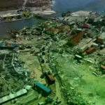 Localidad costera de Jamaica tras el paso del huracán Melissa