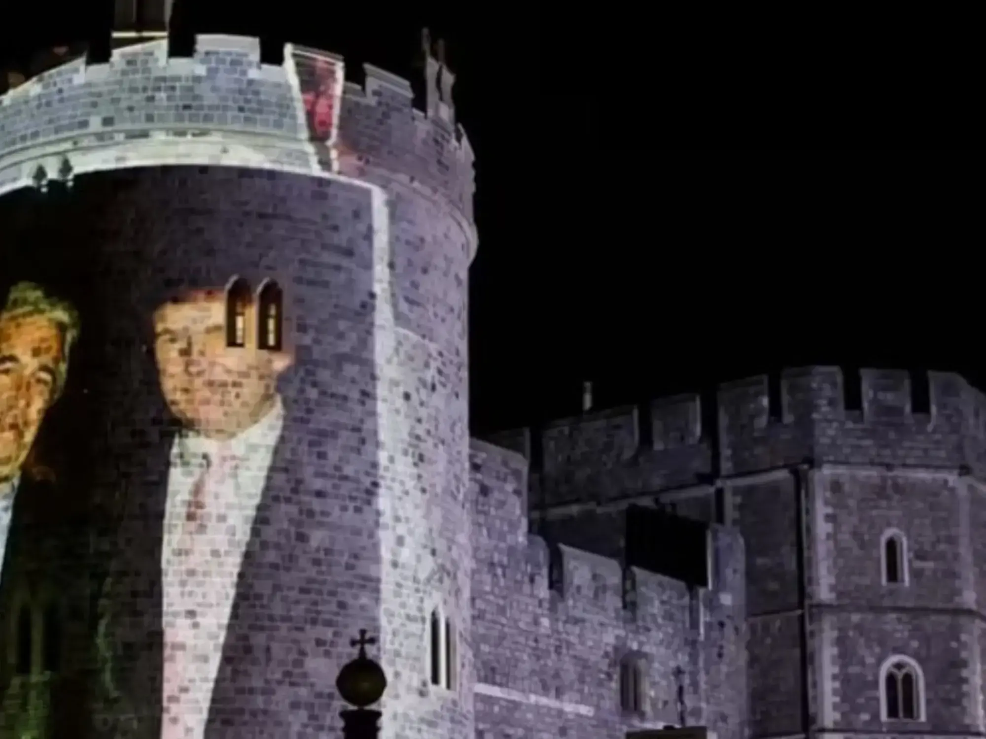 Donald Trump y Jeffrey Epstein frente al castillo de Windsor
