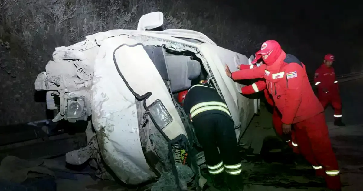 El minibús terminó totalmente destruido en la autopista