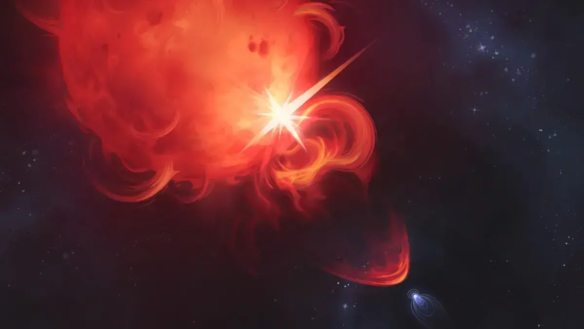 Representación artística de una eyección de masa coronal estelar