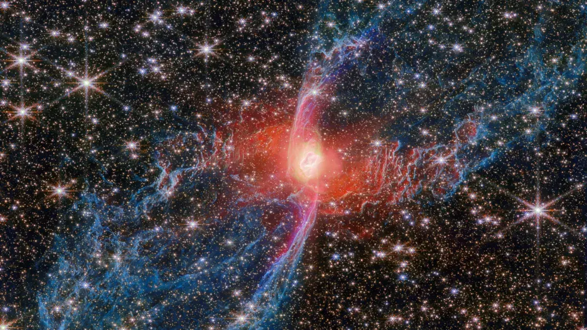 Nueva imagen de la Nebulosa de la Araña Roja captada por la cámara NIRCam del telescopio James Webb.