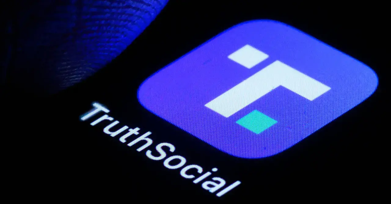 Logotipo de la red social Truth Social en una pantalla