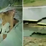 Tramo carretero cerca a Bermejo afectado tras el aguacero