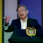 El presidente colombiano Gustavo Petro durante una rueda de prensa en Bogotá