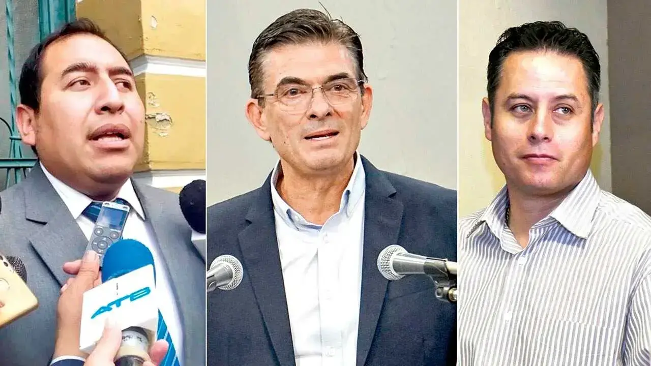 El viceministro Wilson Santamaría, el presidente Rodrigo Paz y el vicepresidente Edmand Lara.