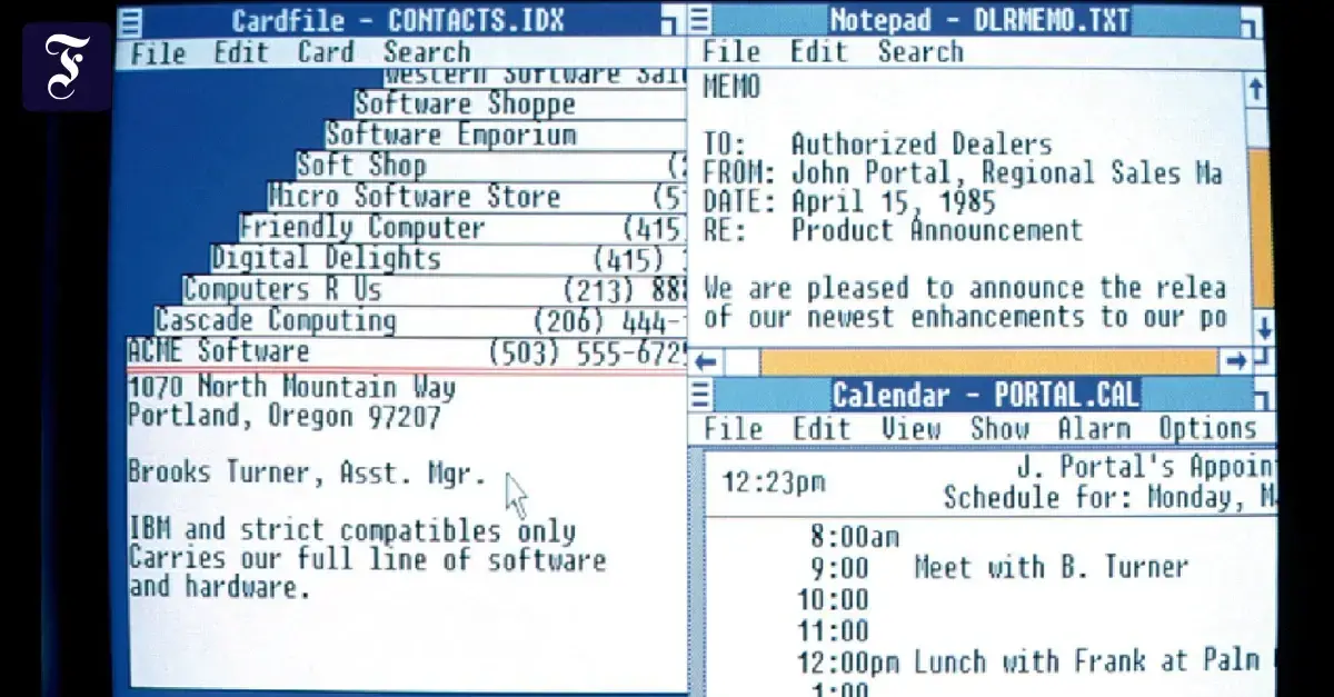 Undatiertes Handout mit der Oberfläche von Windows 1.0