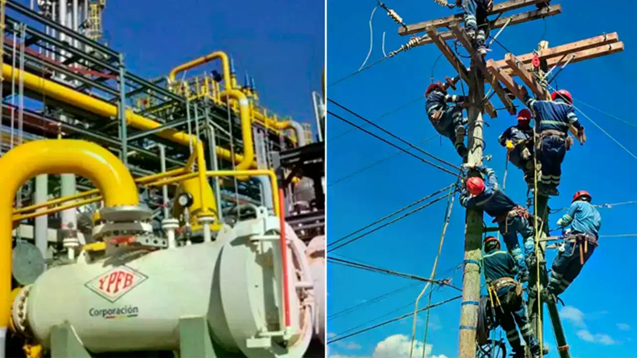 Una planta de YPFB y trabajadores de ENDE.