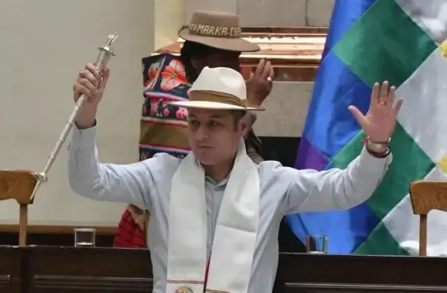 El vicepresidente Edmand Lara en un acto en la Vicepresidencia.