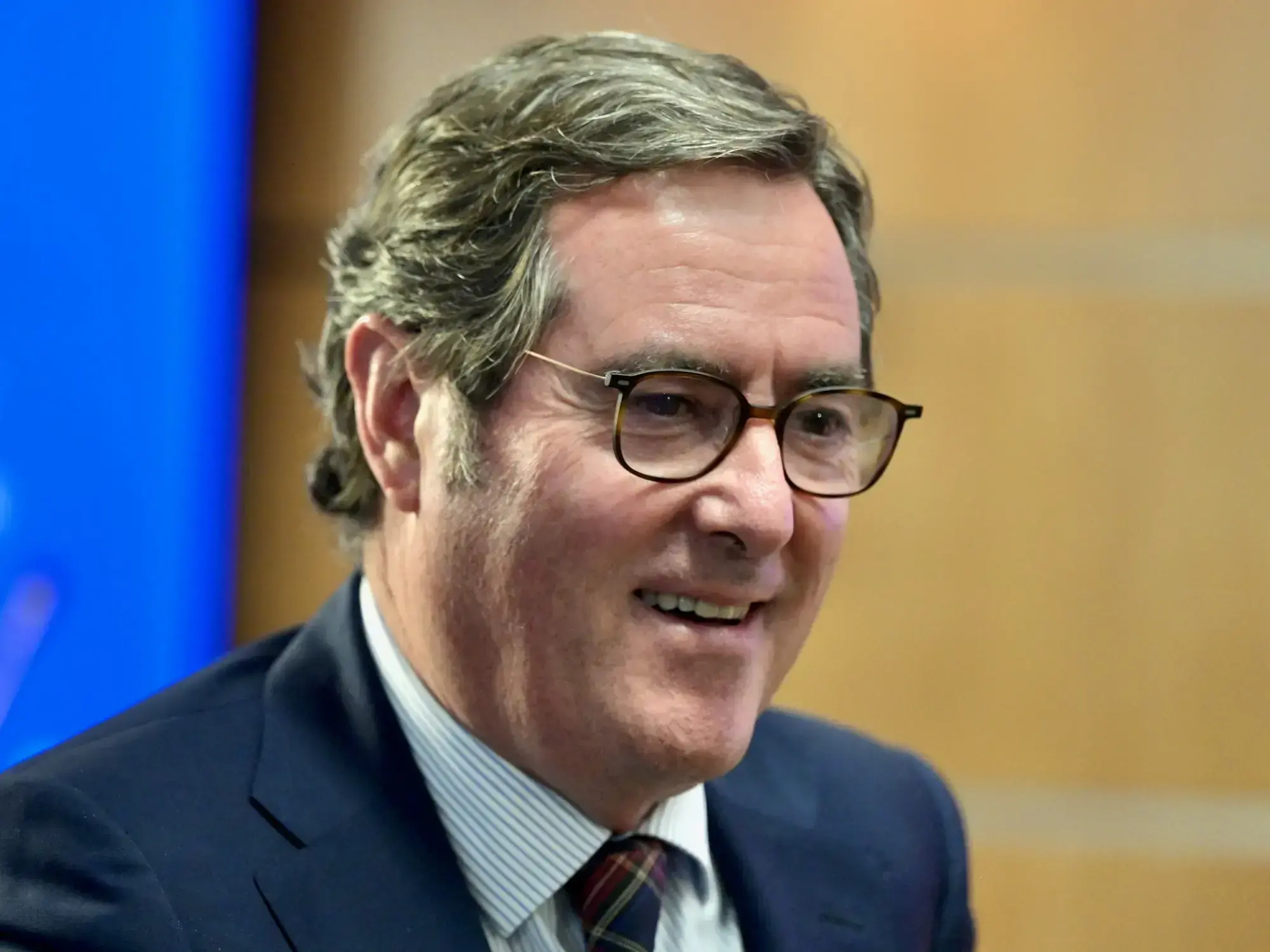 Antonio Garamendi, presidente de la CEOE, durante una charla en Madrid
