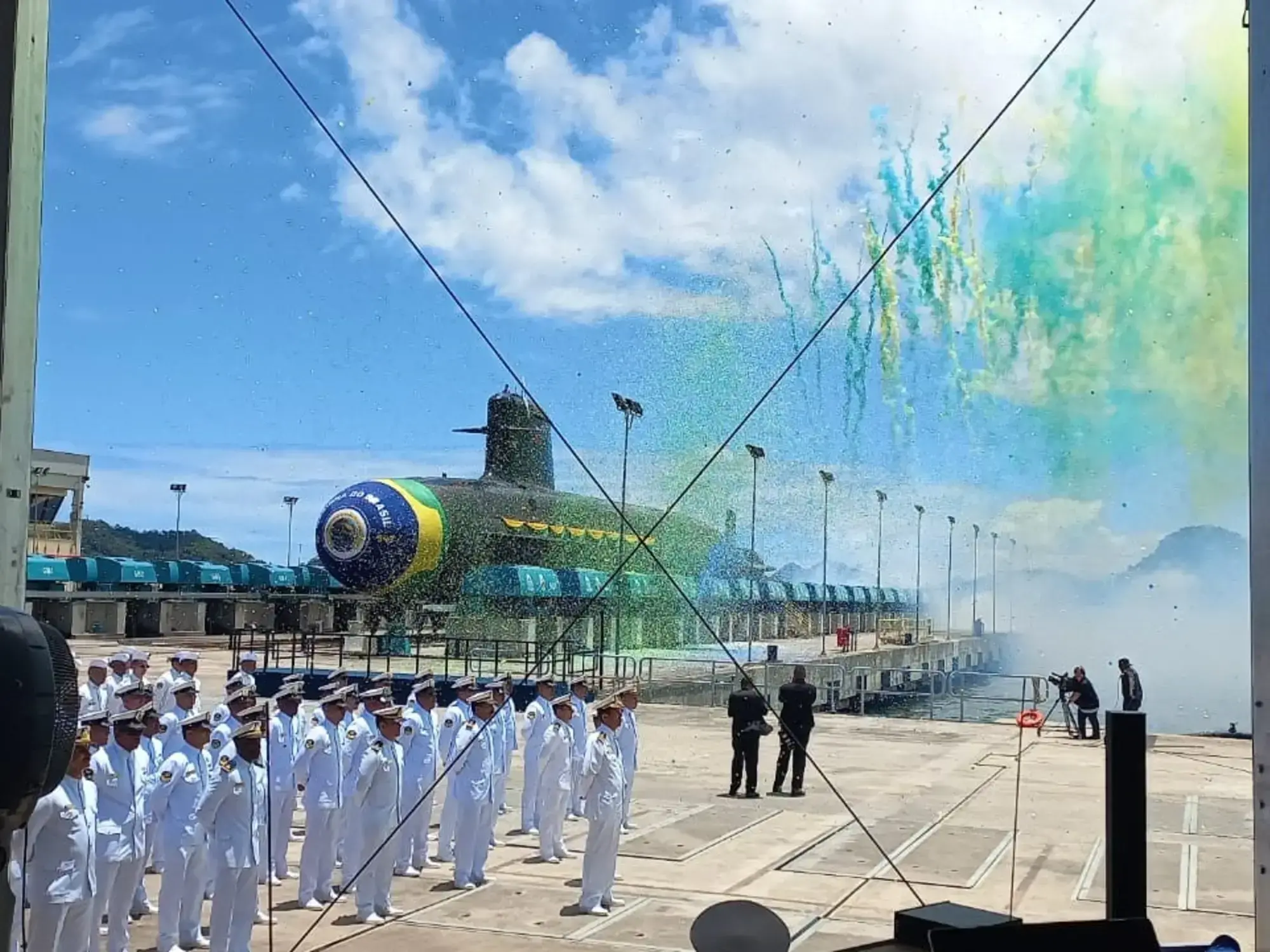 Submarino Scorpene de la Marina de Brasil, botado este miércoles en Río de Janeiro