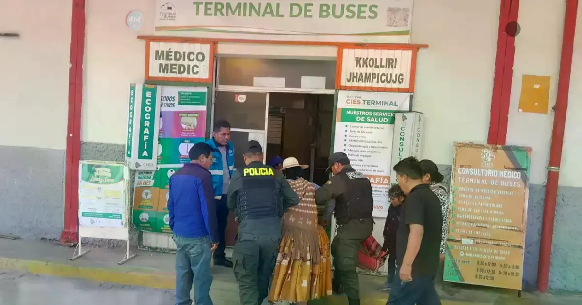 Terminal de Buses de La Paz donde fue auxiliada la víctima