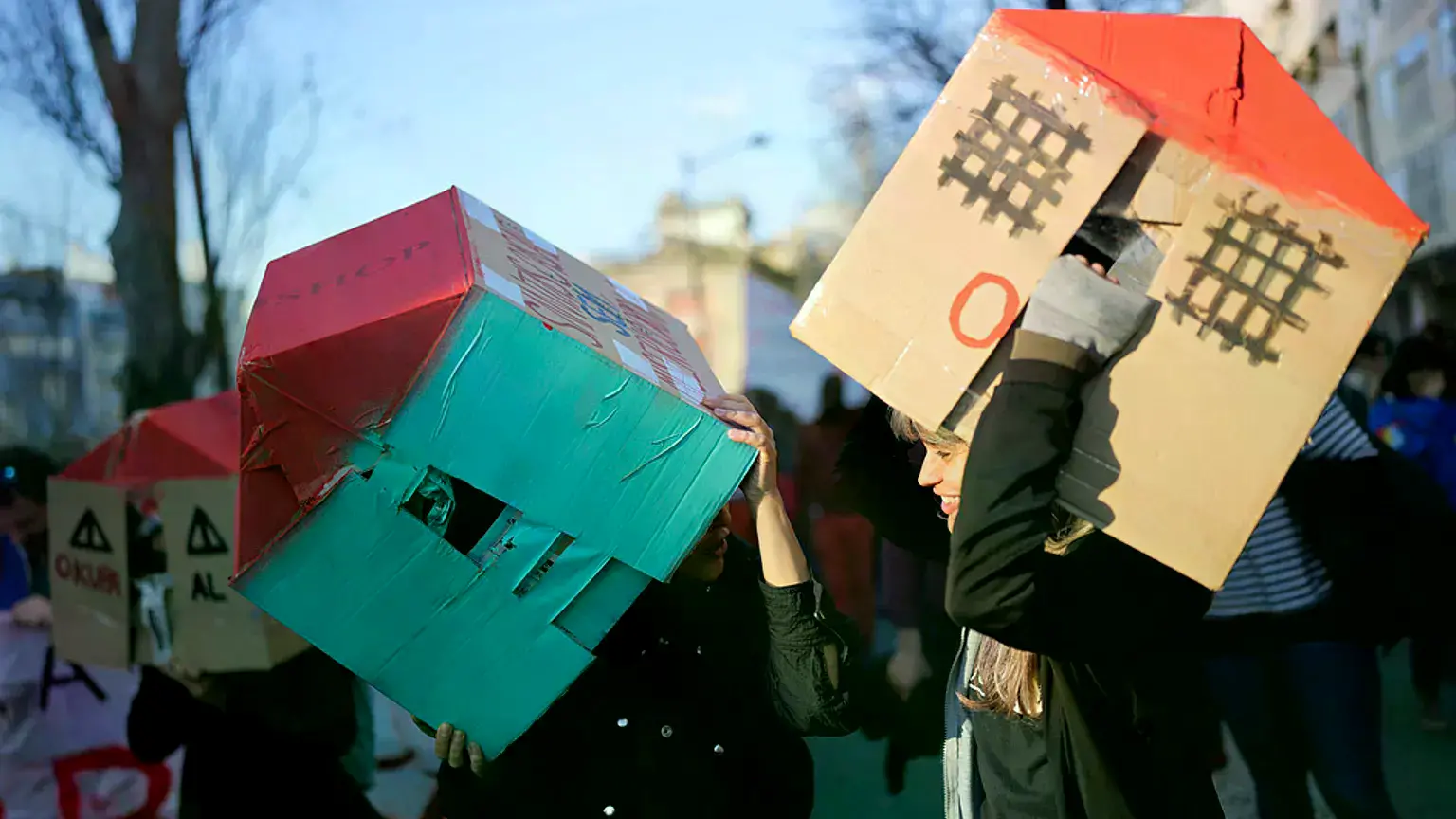 Manifestación en Lisboa contra la crisis inmobiliaria en Portugal, 27 de enero de 2024.