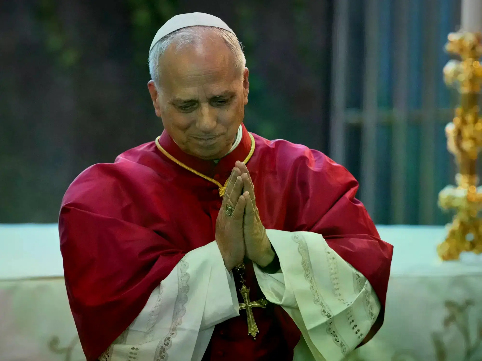 El Papa León XIV durante un encuentro con patriarcas religiosos.
