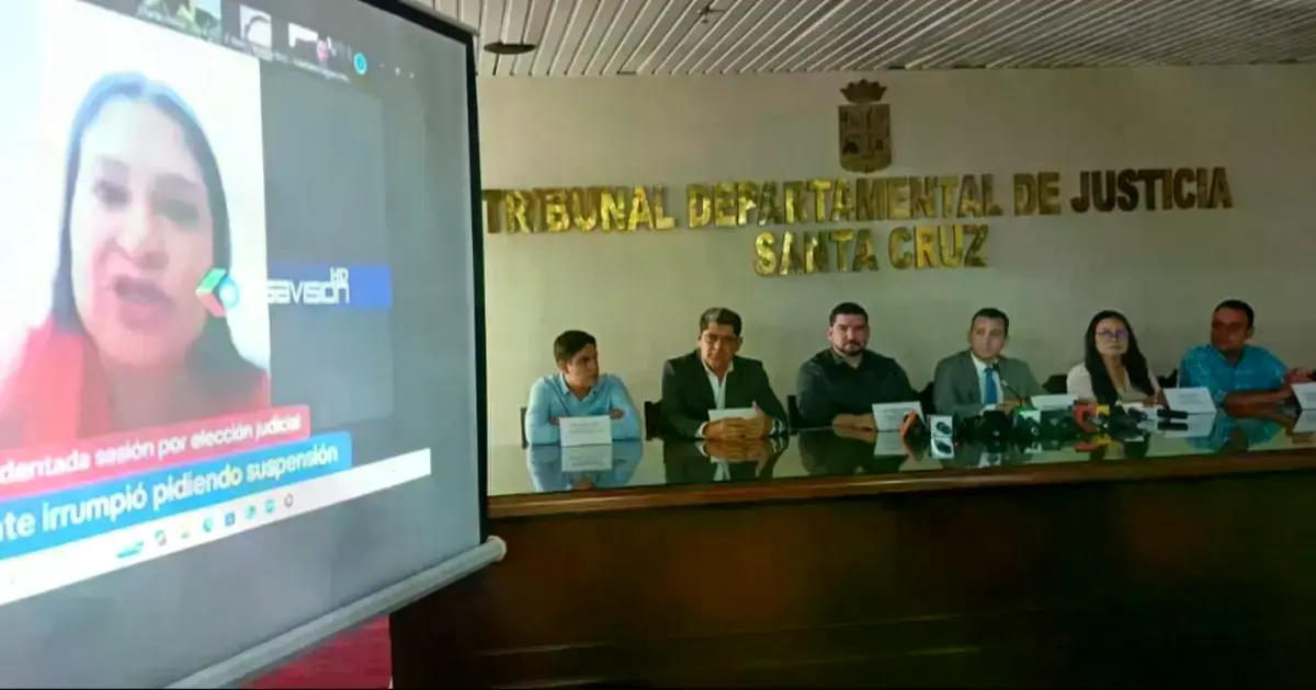 El presidente del TSJ, Rómer Saucedo, en conferencia de prensa.
