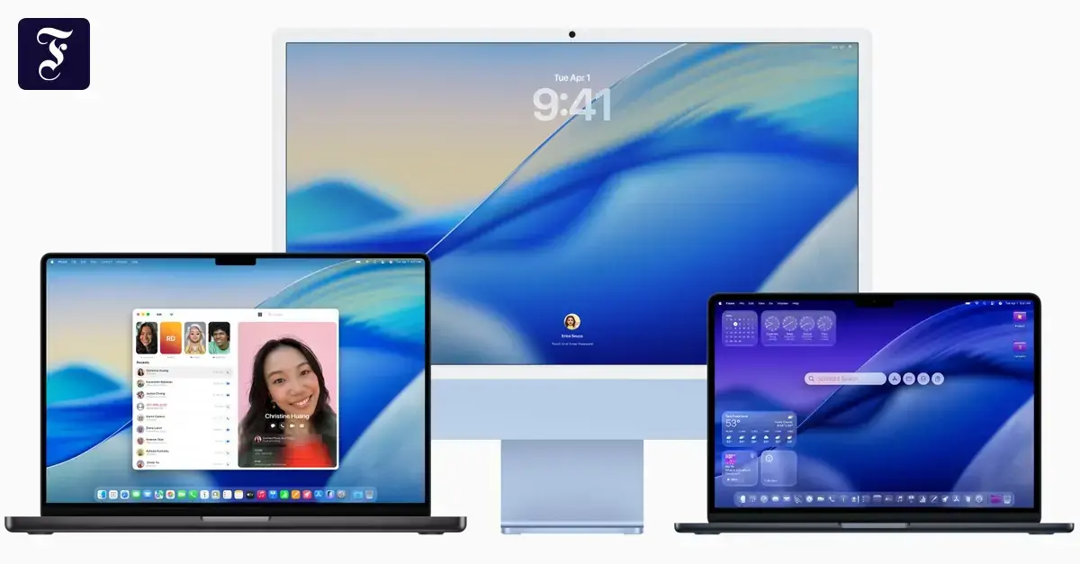 Tres modelos de Mac: iMac, MacBook Air y MacBook Pro.