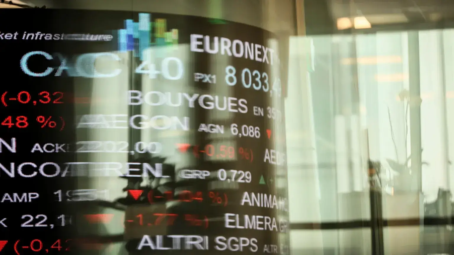 Vista de la sala de control de Euronext Francia.
