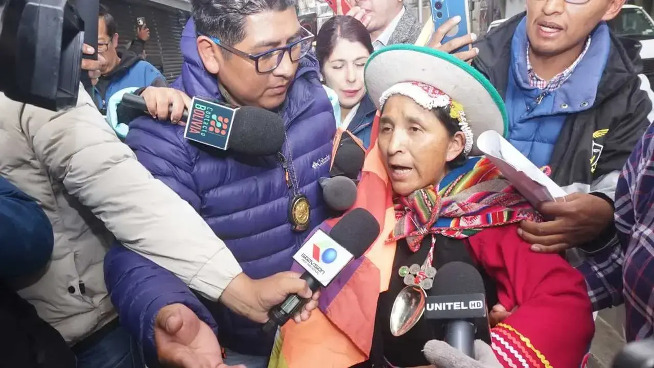 Lidia Patty, tras ser aprehendida en La Paz.