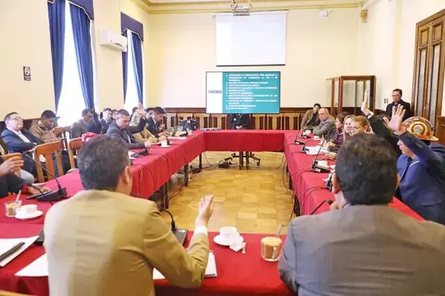 La reunión entre los jefes de bancada y el Vicepresidente, este martes.