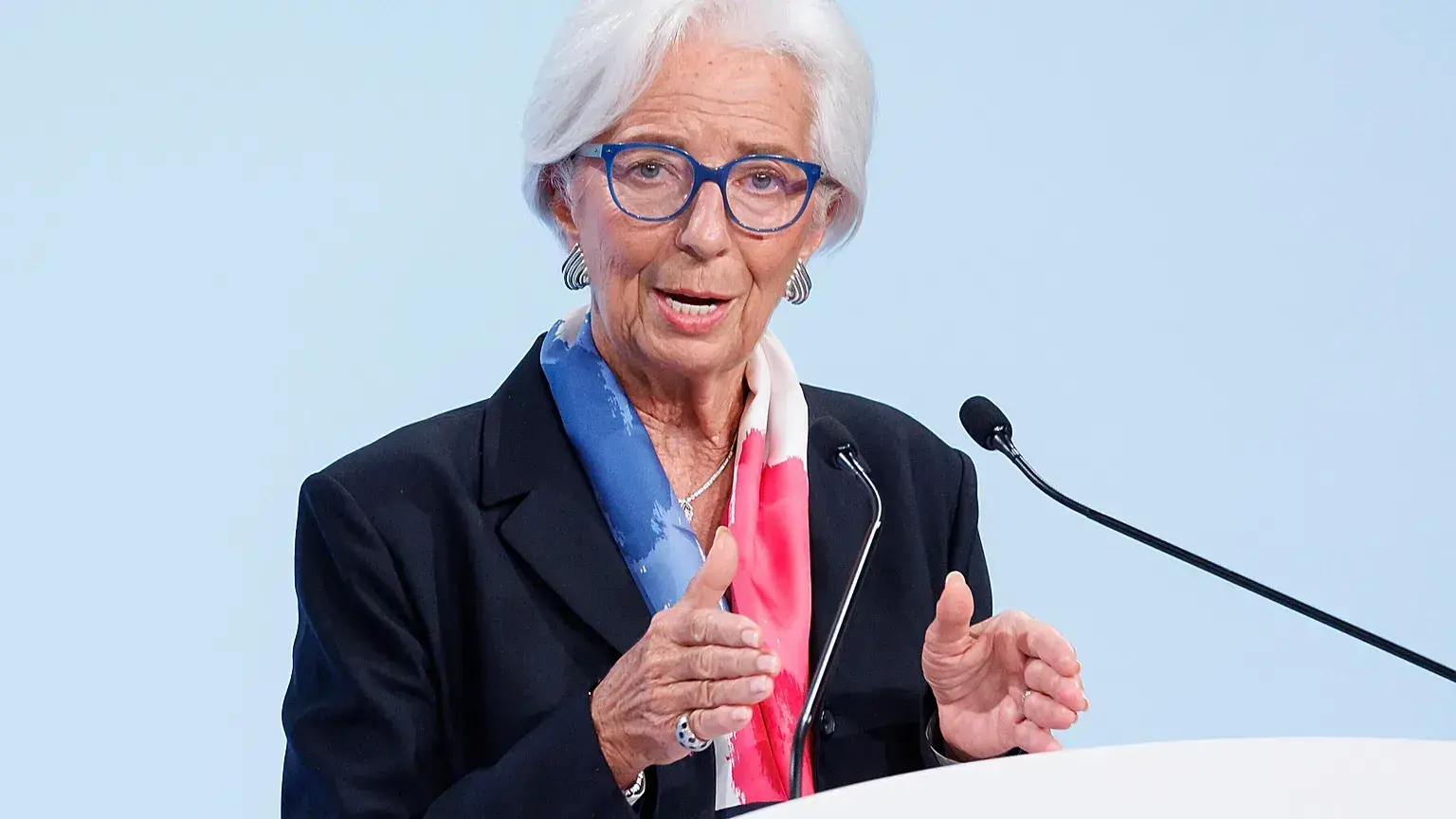Christine Lagarde en rueda de prensa en Florencia, Italia, el 30 de octubre de 2025.