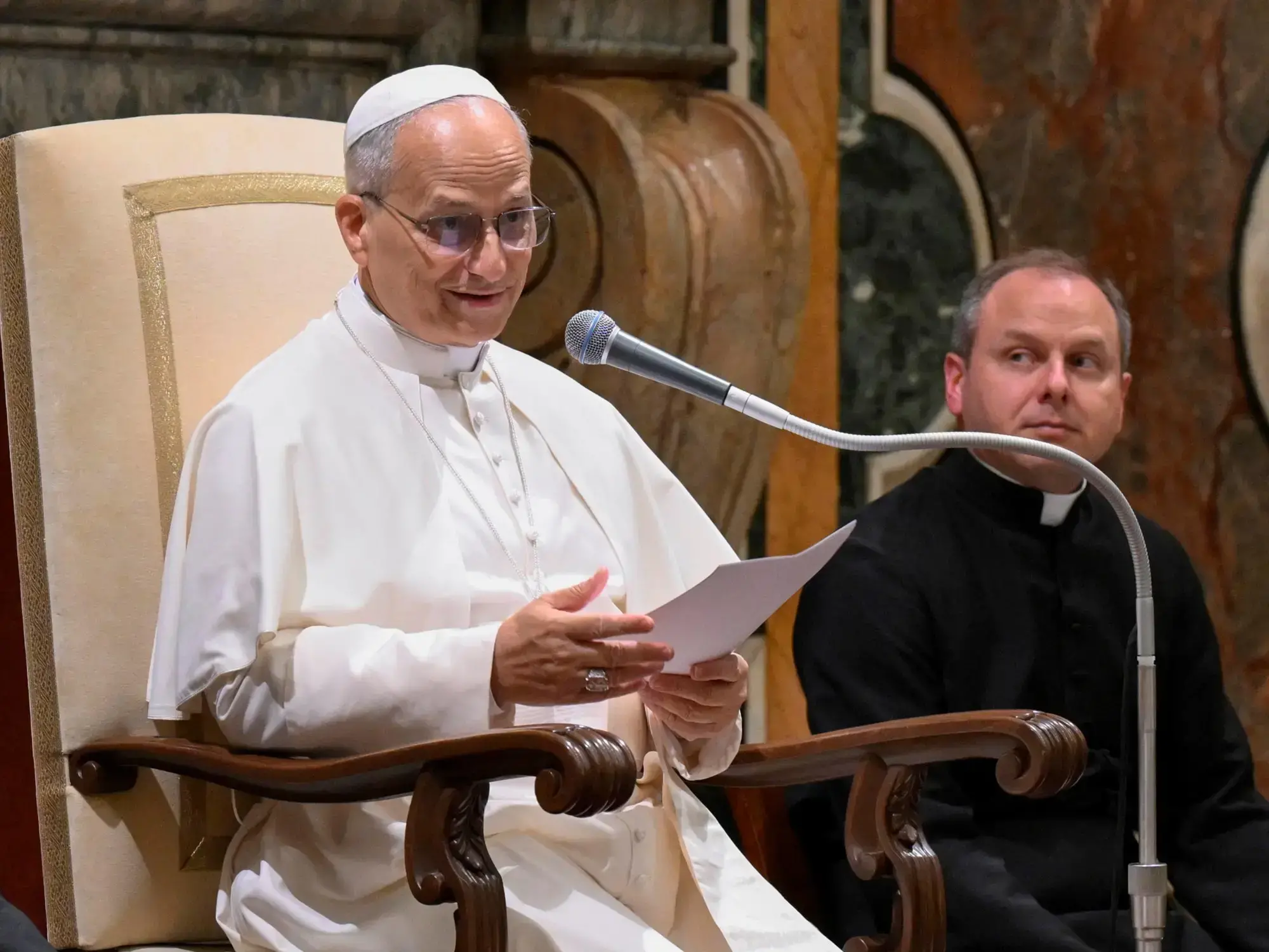 El Papa León XIV durante una audiencia.