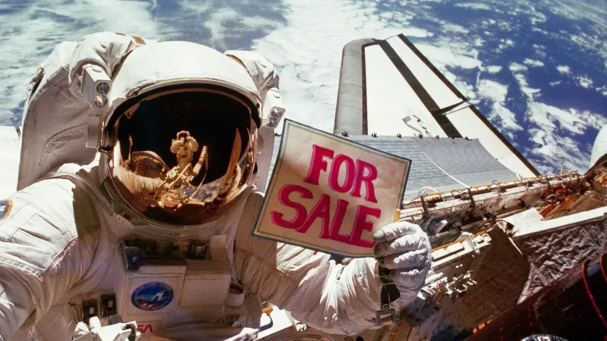 Ilustración conceptual de un cartel publicitario en el espacio.