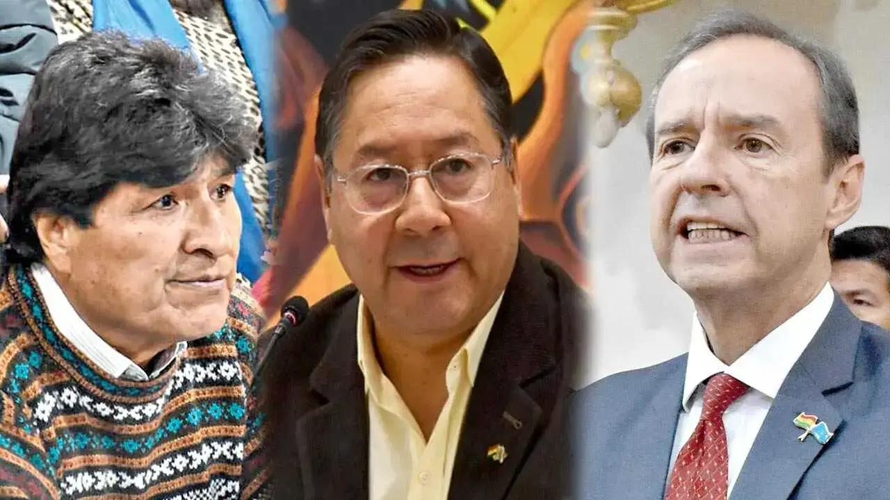 De izquierda a derecha, Evo Morales, Luis Arce y Tuto Quiroga.