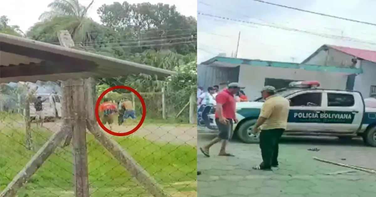 Momento que uno de los policías era agredido