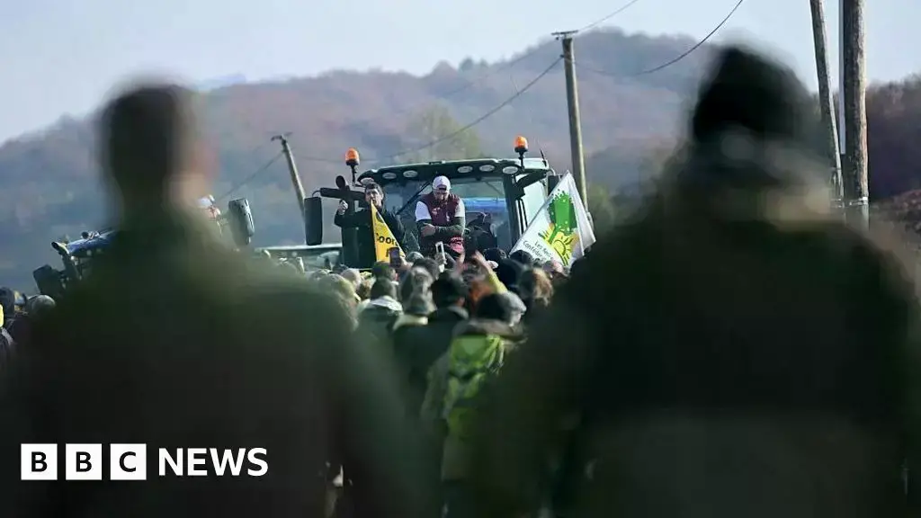 Agricultores franceses protestan contra el sacrificio de ganado.