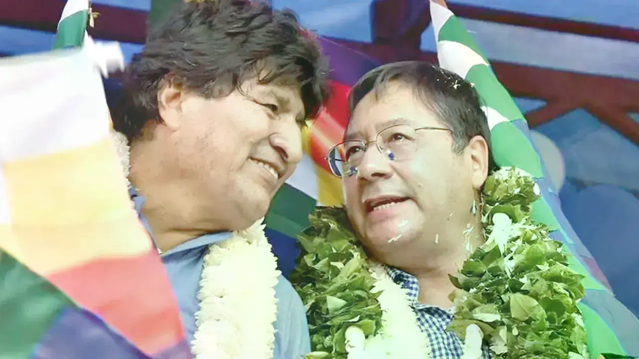 El expresidente Evo Morales y el primer mandatario Luis Arce.
