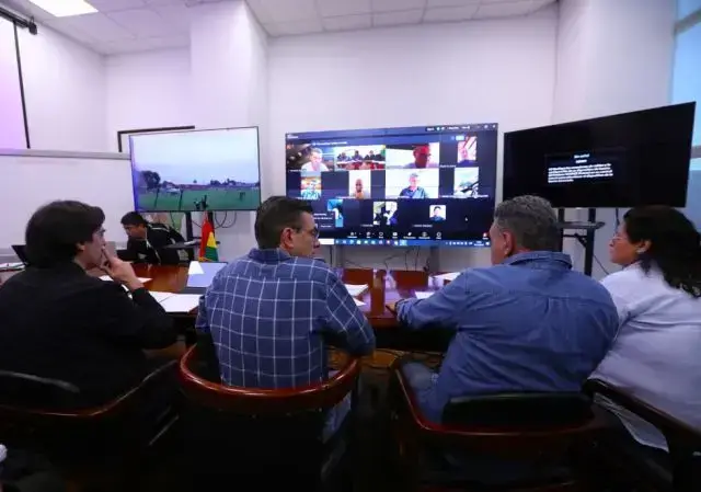 La Sala de Crisis en el Palacio de Gobierno, en La Paz.