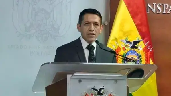 Marcelo García, viceministro de Transparencia, durante la conferencia de prensa.