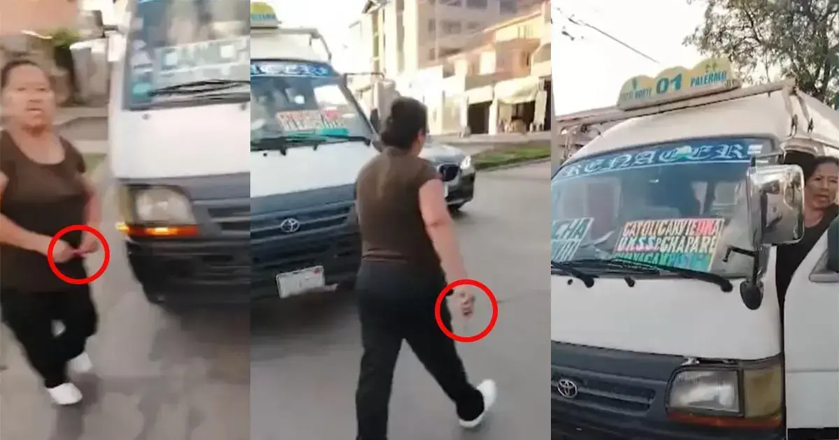 Captura de video donde la mujer porta un arma blanca.