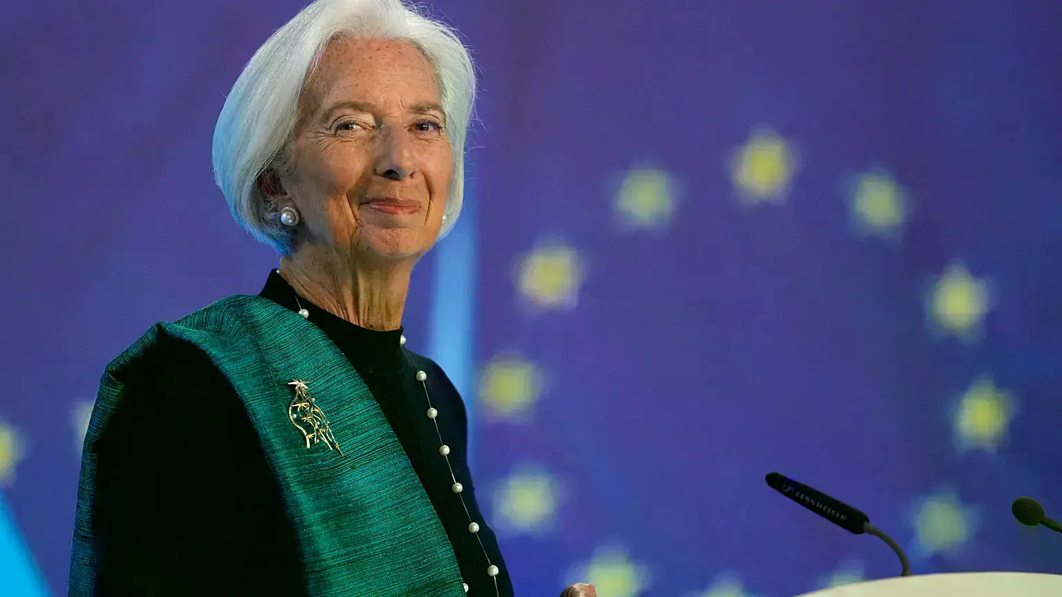 Christine Lagarde durante una rueda de prensa en Fráncfort, Alemania, el 18 de diciembre de 2025.