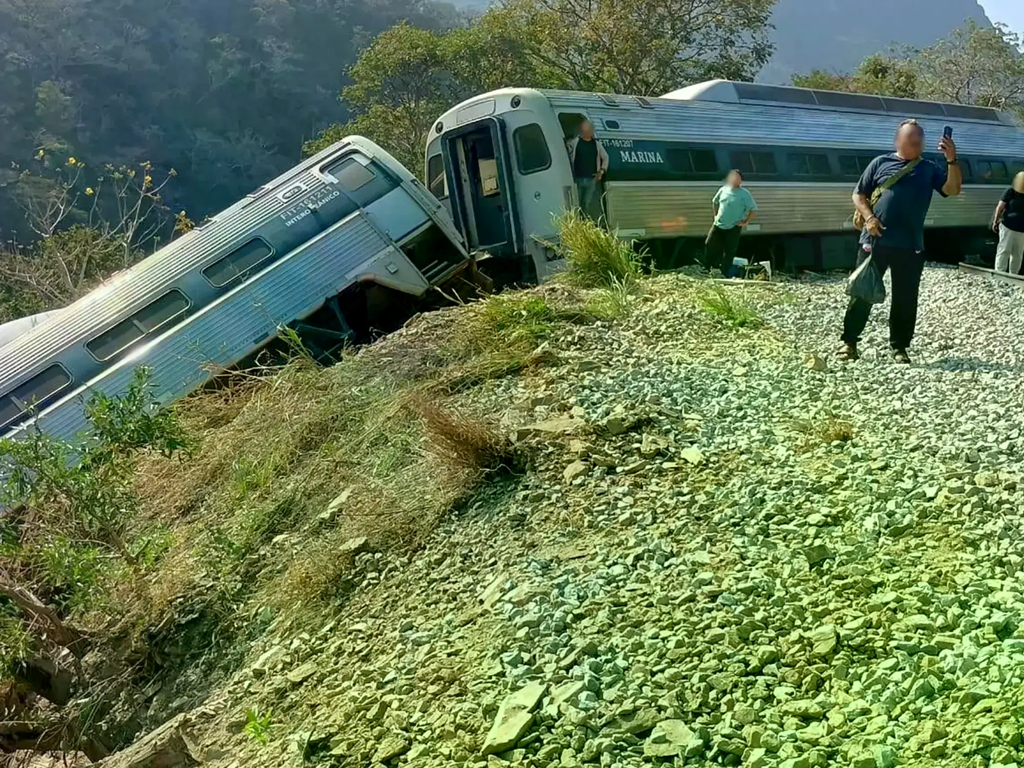 Tren descarrilado en el estado de Oaxaca, México.