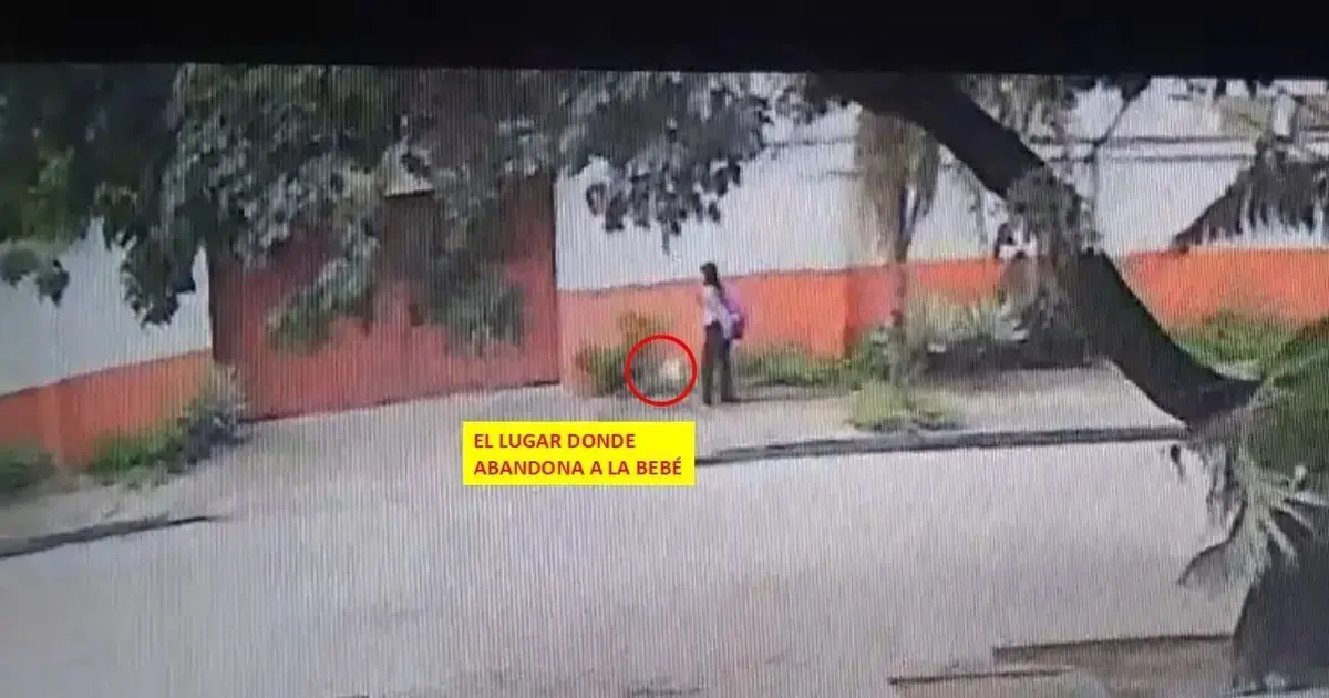 Fotograma de la cámara de seguridad que muestra a la mujer con la bebé.